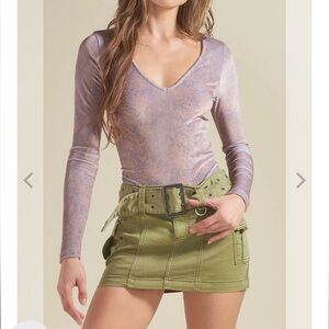 Spirithood Medium Purple Velvet Snake Print Bodysuit NEW